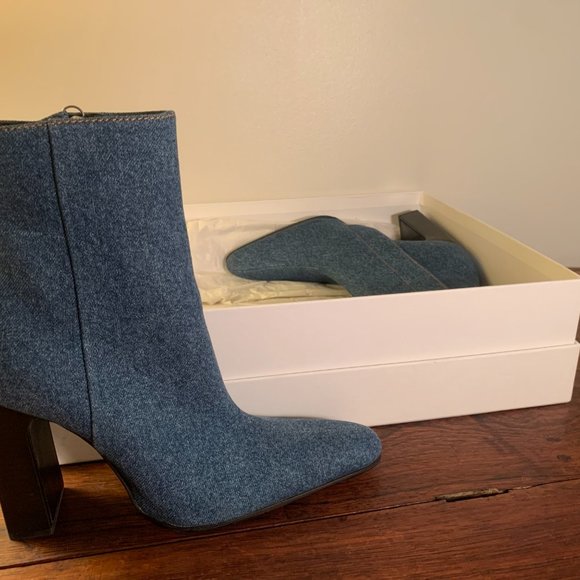 Balenciaga Blue Denim Block-Heel Ankle Booties - Picture 8 of 8